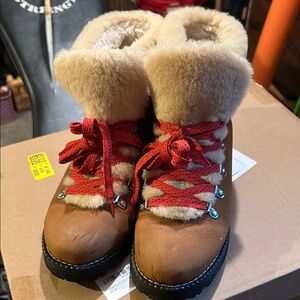 J. Crew Brown Winter Boots with Red Laces